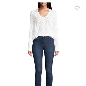 Minnie Rose Pointelle Knit Sweater